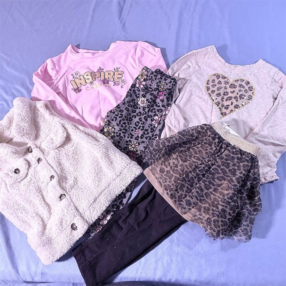 2 Unisex Kids' Floral Leopard Outfit Sets 2t Multicolor Fall Winter